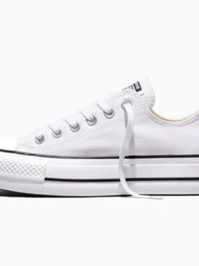 Converse White Low Top Platform Sneakers 5.5 - 6